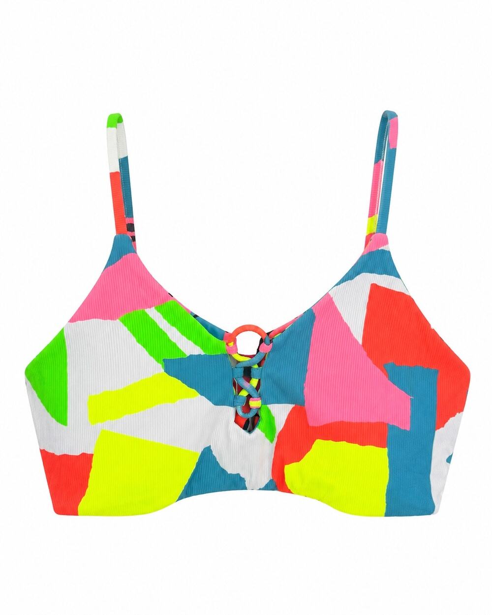 Maaji Jigsaw Costa Bralette Bikini Top Large Reversible Multicolor Abstract